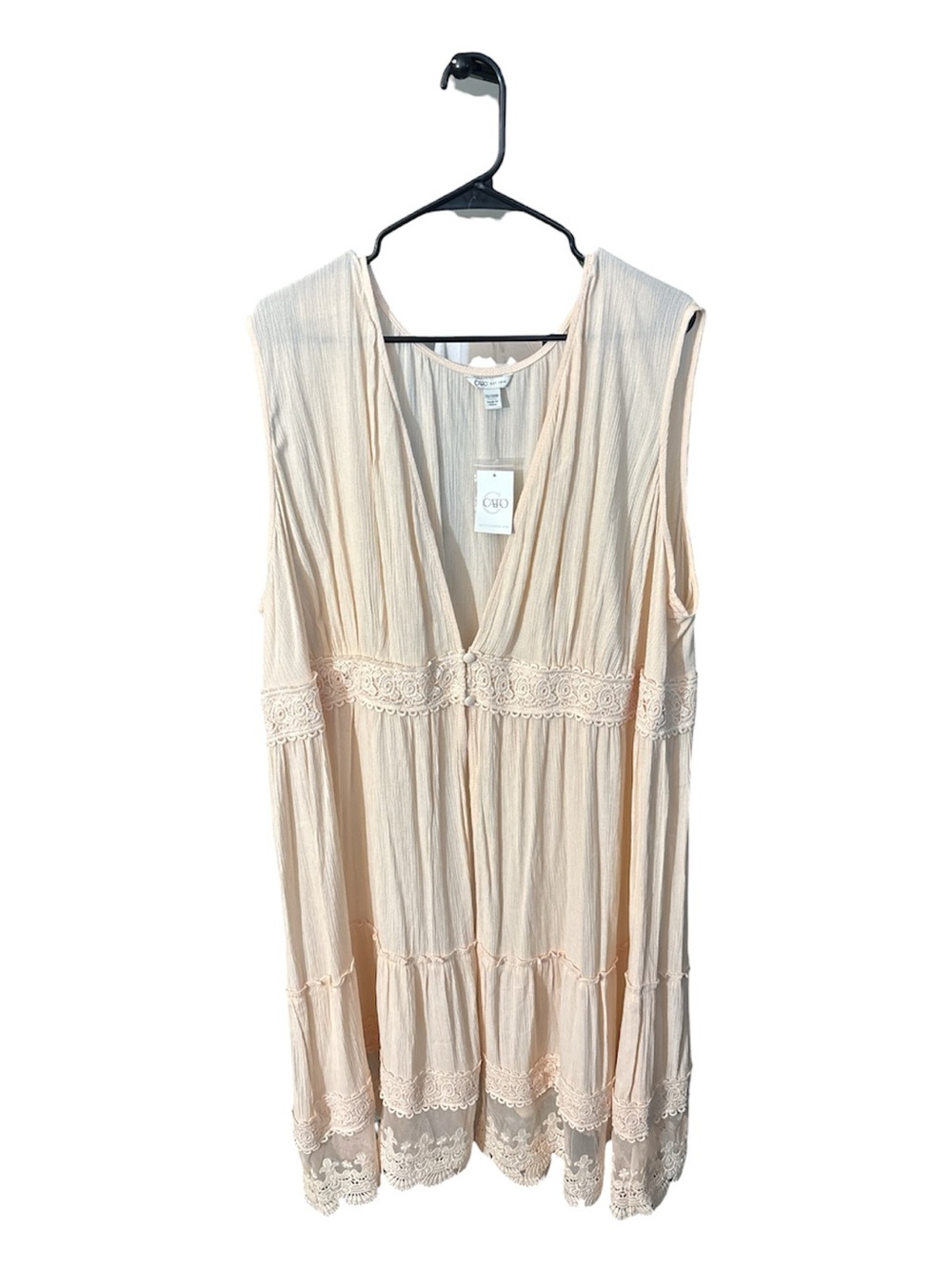 CATO Metamorph Duster Dress with Buttons and Crochet Lace Waist Detail 26/28W - Picture 4 of 7